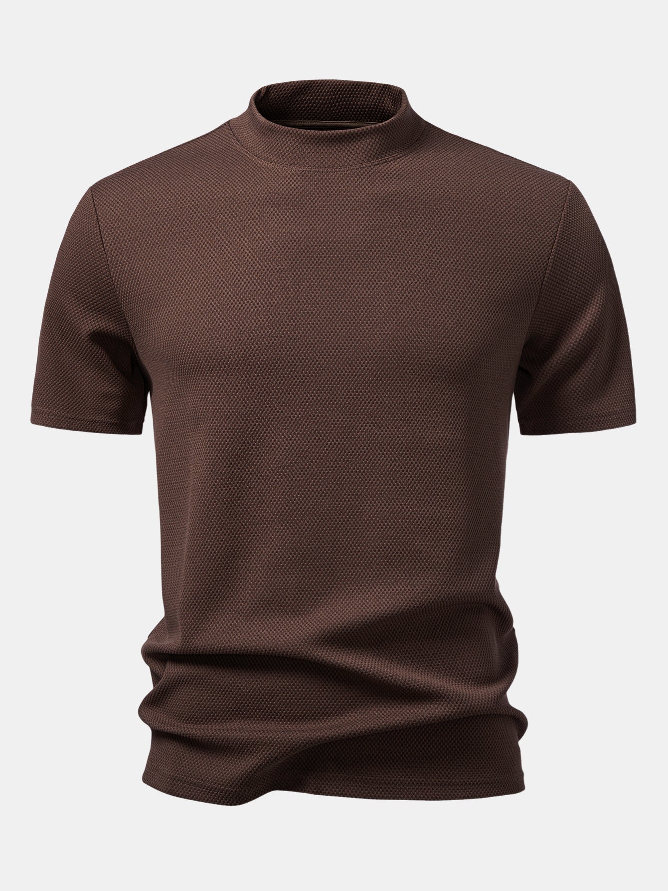 Textured Mock Neck T-Shirt